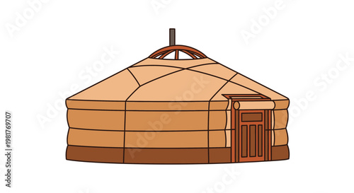 Traditional Yurt Dwelling, Nomadic Habitation, Circular Tent Structure