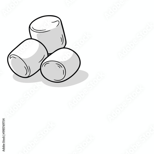 Close up of Marshmallows on a White Background for Food and Dessert Themes
