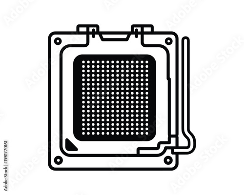 Computer Motherboard CPU Socket LGA Vector Icon Illustration