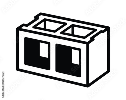 Concrete masonry block vector icon illustration
