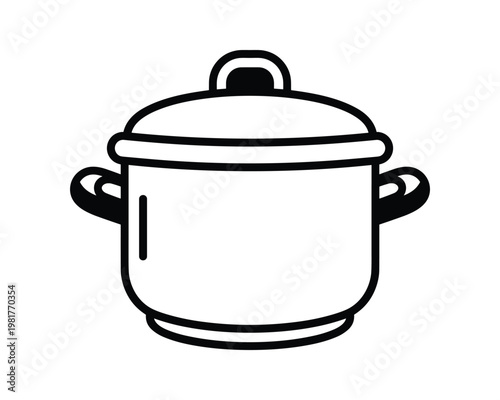 Cooking pot with lid vector illustration, stockpot graphic icon