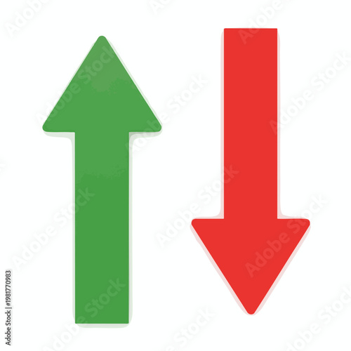 Two Arrows Signaling Upward and Downward Trends in Business Analytics