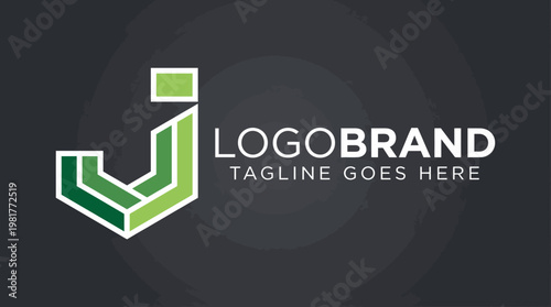 This image showcases a modern logo with geometric shapes in green, representing growth, innovation, and sustainability in branding, ideal for various industries.
