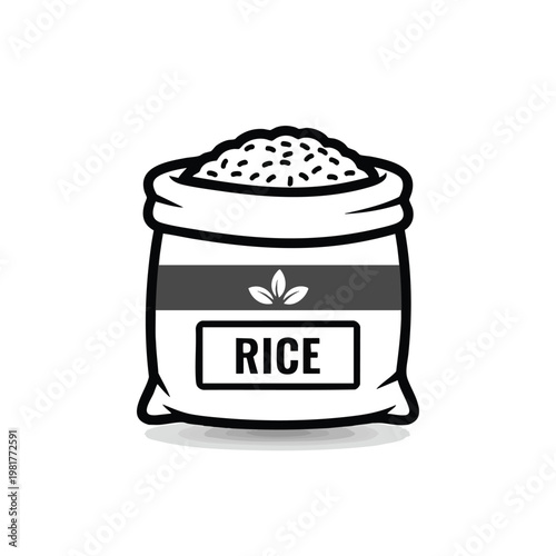 Simple Illustration of a Rice Sack for Food and Grocery Themes