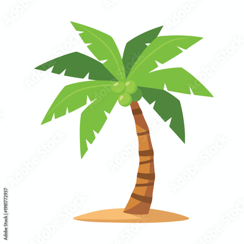 Tropical Palm Tree Across Sunny Beach Scene for Vacation and Travel Themes