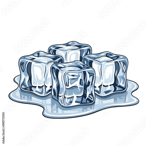 Fresh Ice Cubes in Water for Refreshing Drink Preparation