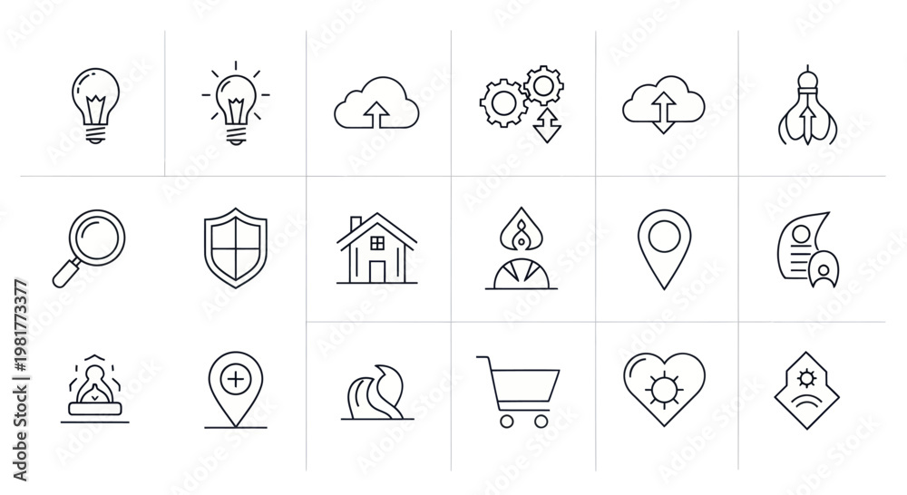 Fototapeta premium Modern Icon Set: Technology, Business, and Lifestyle Icons