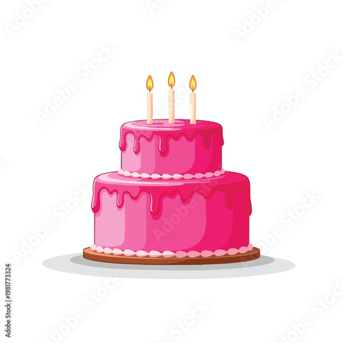 Colorful Birthday Cake with Three Candles for Celebrations