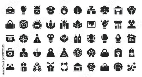Modern Icon Set: Business, Technology, and Lifestyle Symbols