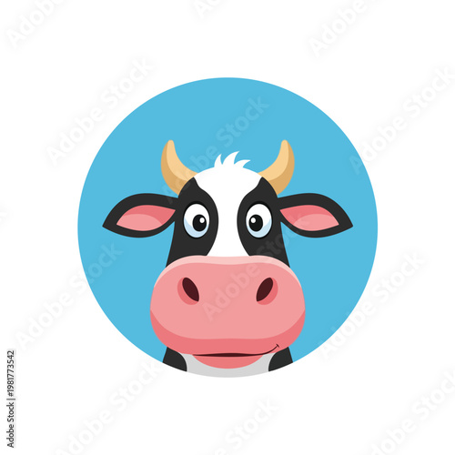 Cute Cartoon Cow Head Illustration for Agricultural or Animal Theme Projects