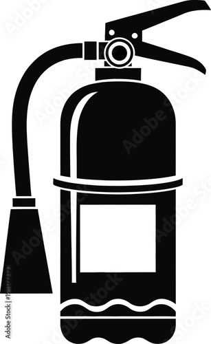 Black silhouette of a fire extinguisher a safety device for emergency fire suppression and protection