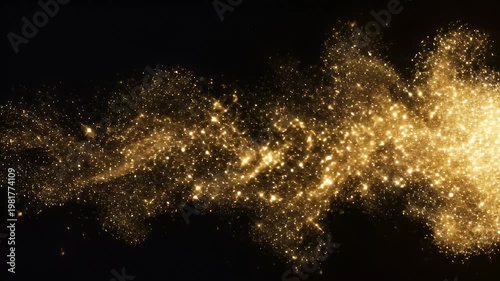 Wallpaper Mural Golden light trail with glowing particles on black background Torontodigital.ca