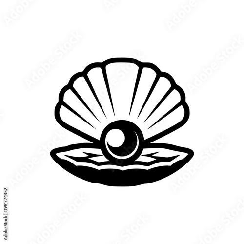 Seashell with pearl icon isolated on white background