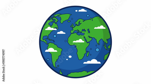 This colorful illustration of Earth with clouds emphasizes environmental awareness, ideal for brands promoting sustainability and global responsibility in their endeavors.