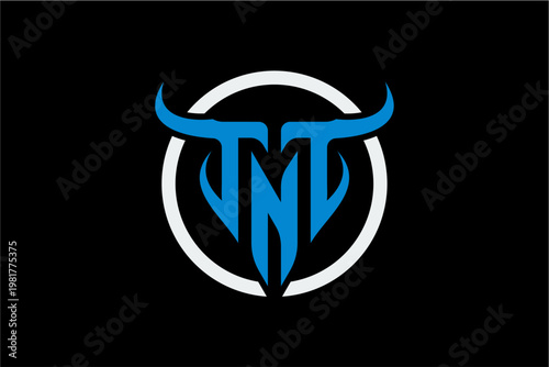 Billede på lærred abstract initial TNT Blue Bull Logo Design Symbol.