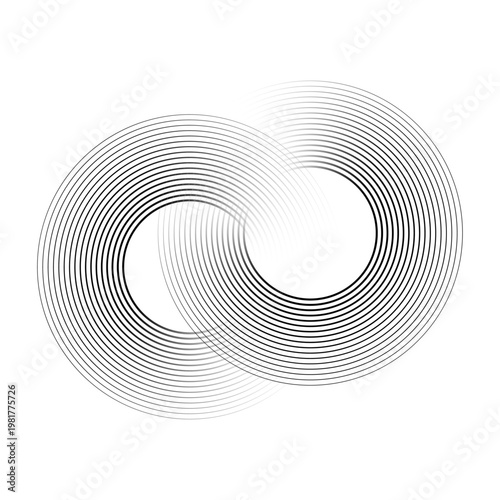 Schilderij op canvas Abstract Interlocking Circles Geometric Vector Art, Minimalist Infinity Loop Con
