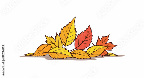 Pile of stylized autumn leaves in warm colors