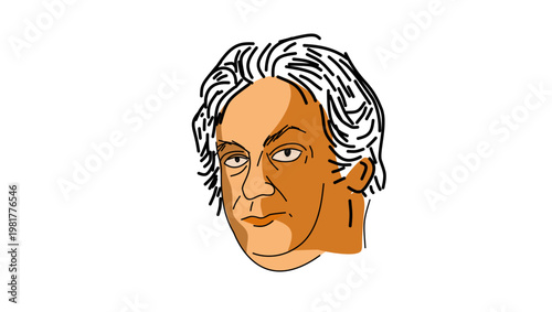 Jons Jacob Berzelius portrait, flat vector illustration
