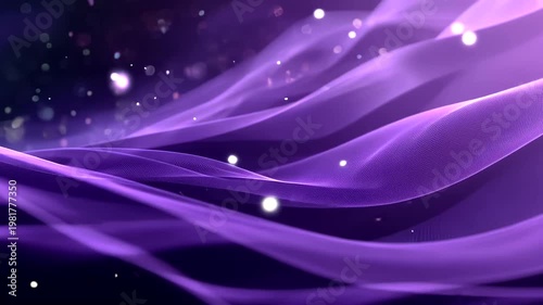 Abstract purple waves flow with soft depth of field and bokeh with scattered particles