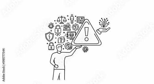 Person interacting with abstract concept of digital ethics and risk