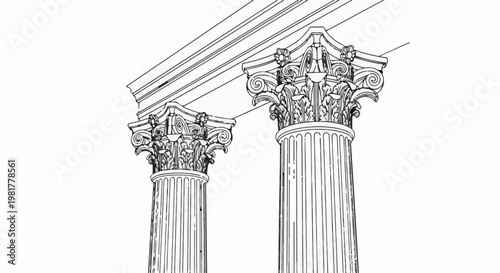 Ornate classical columns with detailed capitals and fluted shafts