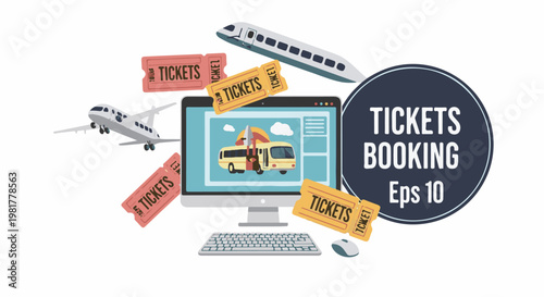Online booking of airplane, train, and bus tickets with digital ease