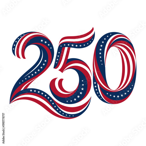 USA 250th anniversary logo with patriotic red white and blue design