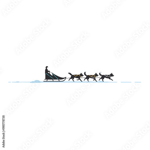 Dog Sled Team in Winter Landscape.