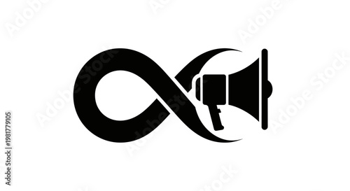 Infinity symbol with megaphone logo design.