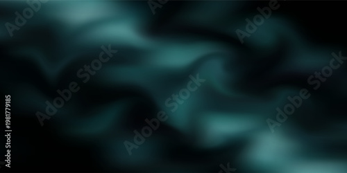 Abstract black background with a very subtle and blurred enveloping cyan and turquoise light.