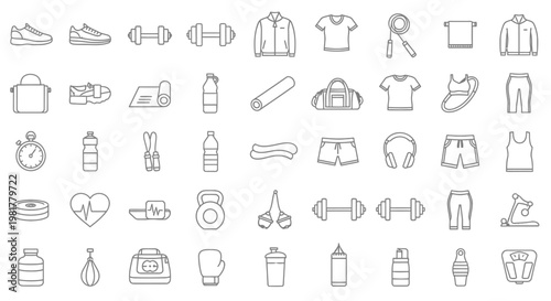 Fitness icons for healthy lifestyle.