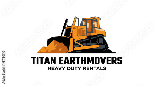 This logo features a powerful earthmover with a bold, modern design that represents strength and reliability in heavy-duty rentals and machinery services.