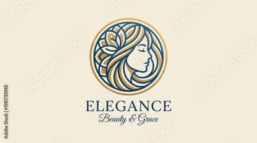 This artistic logo captures the essence of beauty and grace, presenting a stylized female face surrounded by elegant floral elements in a harmonious layout.