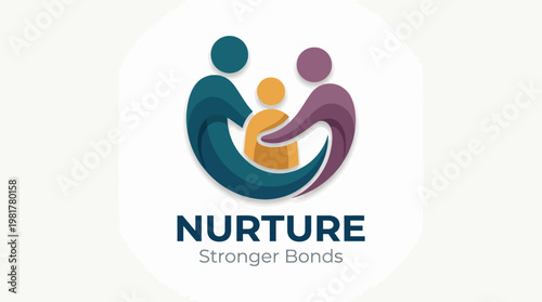 A heartfelt logo portraying three figures representing a family, emphasizing nurturing relationships and stronger bonds, ideal for family-oriented services and products.