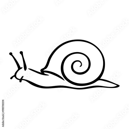 Logotipo con dibujo minimalista con líneas de un caracol visto de perfil 