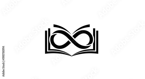 Infinity symbol formed from an open book.