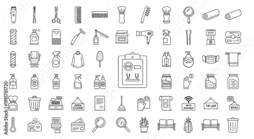 Black and white kitchen utensils icons.