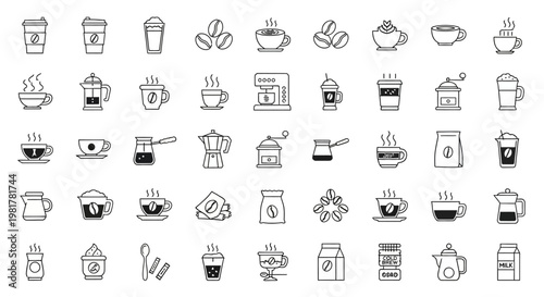 Black and white coffee icons.