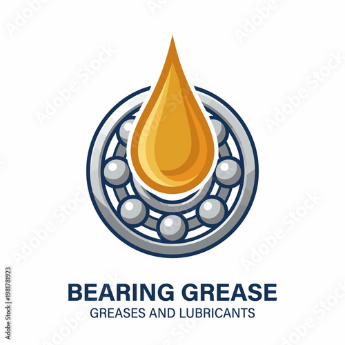 This detailed logo presents a grease droplet around a ball bearing, signifying the importance of lubrication in machinery for optimal performance and maintenance.