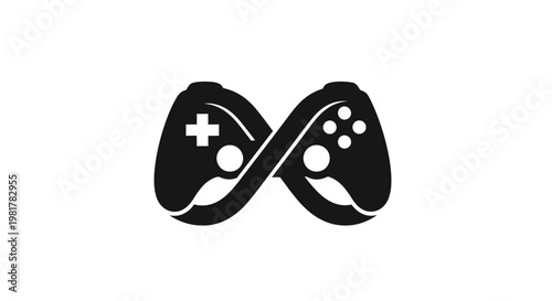 Black gaming controller logo design.