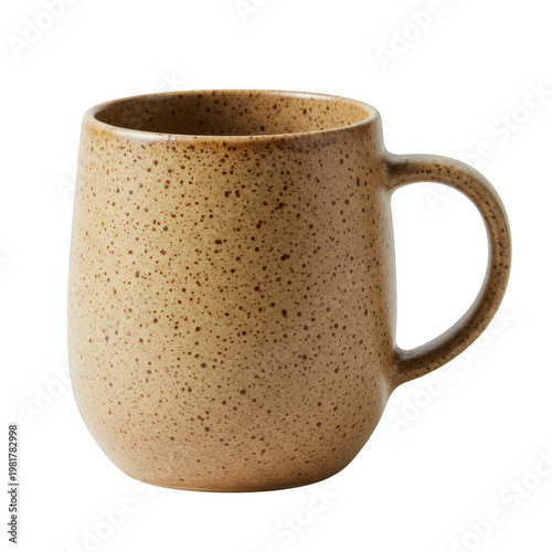 Ceramic mug with speckled design isolated on transparent background