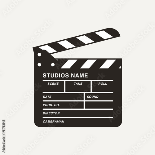 Clapperboard with Studio Name Detailed Realistic Film Production Design