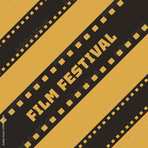 Film Festival Diagonal Film Strips Gold on Dark Minimal Poster