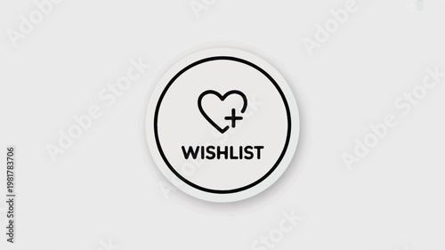 A minimalist circular icon with a heart and a plus symbol, symbolizing a wishlist or favorite items