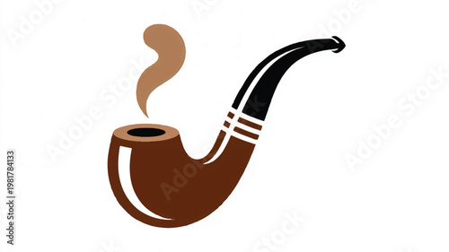 Minimalist illustration of a traditional smoking pipe with smoke rising, perfect for vintage or classic themes