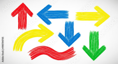 Colorful Brushstroke Arrows Pointing in Multiple Directions.
