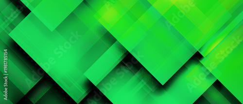 Abstract green background with layered square block shapes forming modern geometric pattern