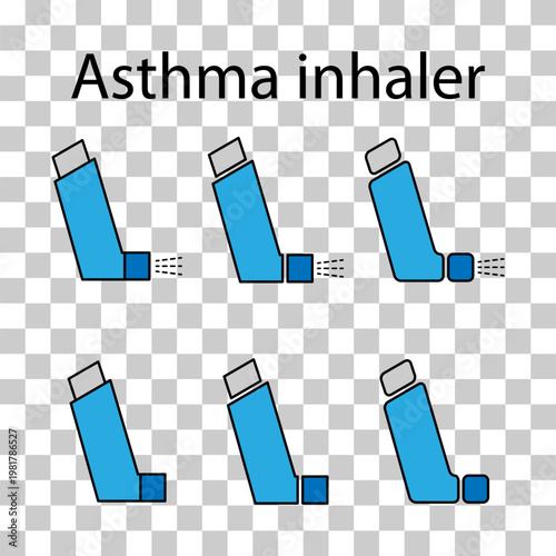 Set of Asthma inhaler design icon, medicine health care sign, vector illustration .