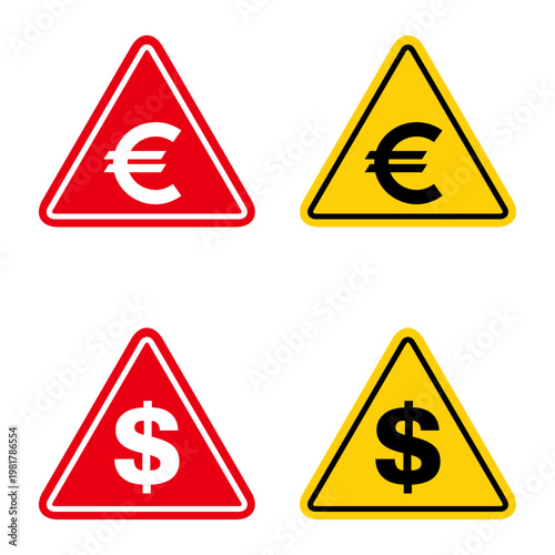 Set of dollar euro money symbol, business cash icon, save bank sign, vector illustratio .
