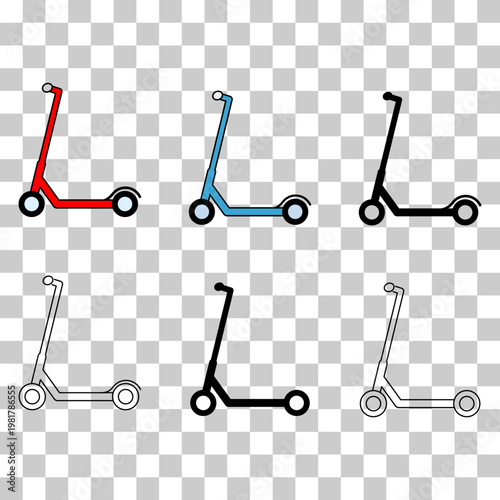 Set of Electric scooter icon, flat eco friendly transport, vehicle vector illustration .
